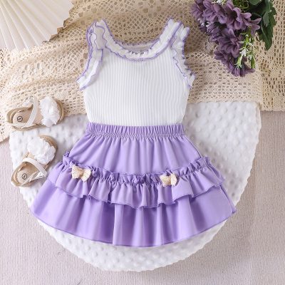 Children's lace collar sleeveless top