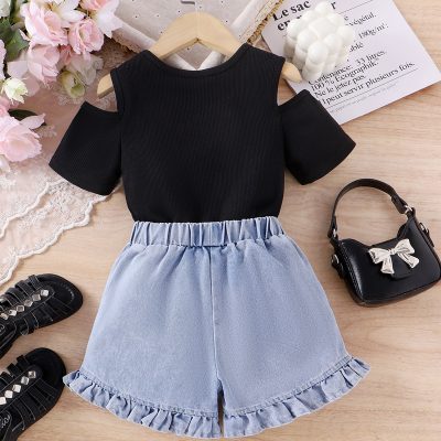 Girls bow short-sleeved top