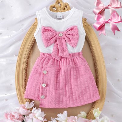 Girls bow sleeveless vest