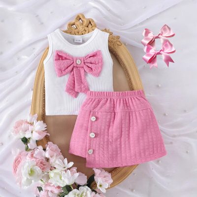 Girls bow sleeveless vest