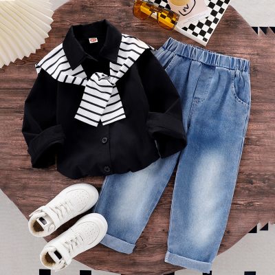 Girls jacket with denim pants set