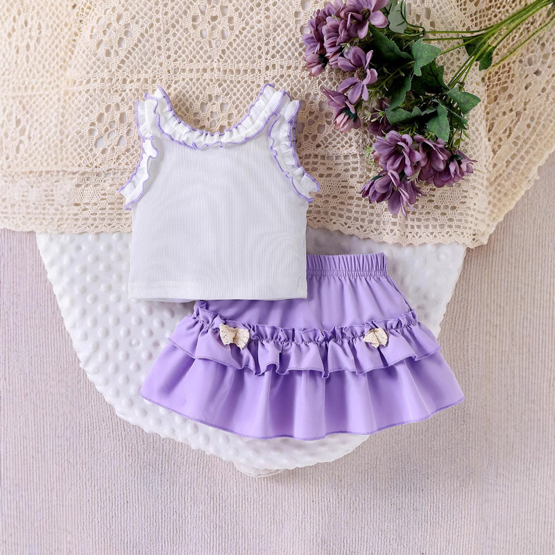 Children's lace collar sleeveless top