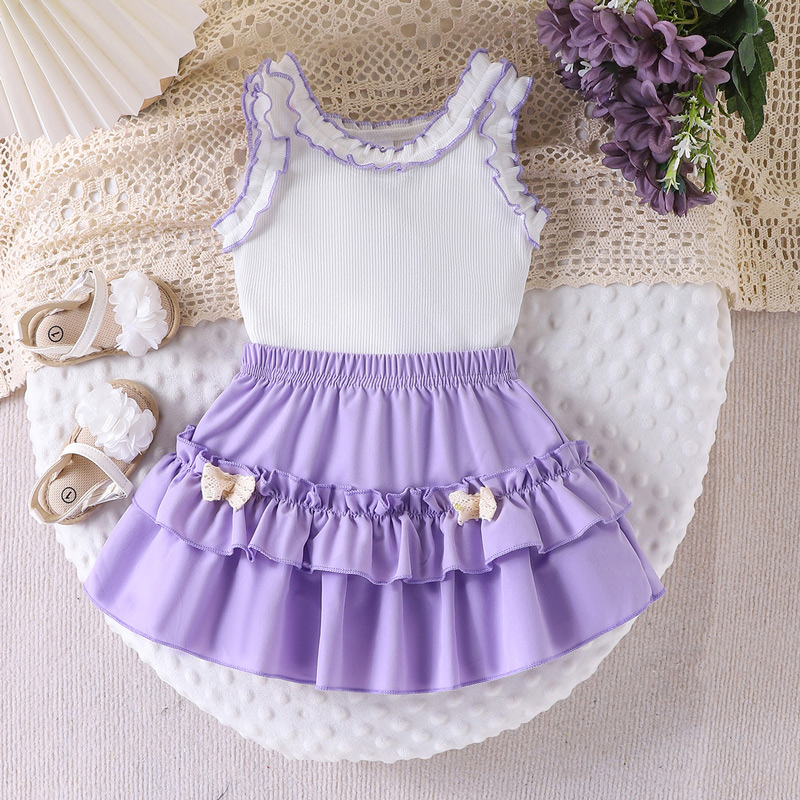 Children's lace collar sleeveless top