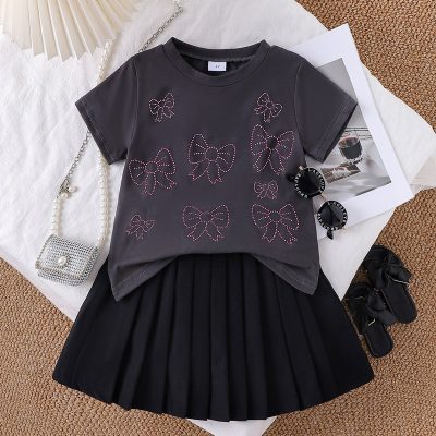 Girls bow short-sleeved