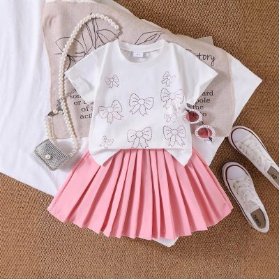 Girls bow short-sleeved