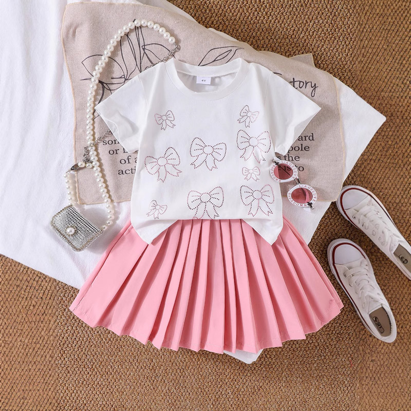 Girls bow short-sleeved