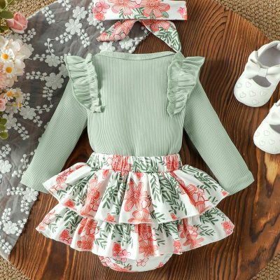 green long sleeve baby romper