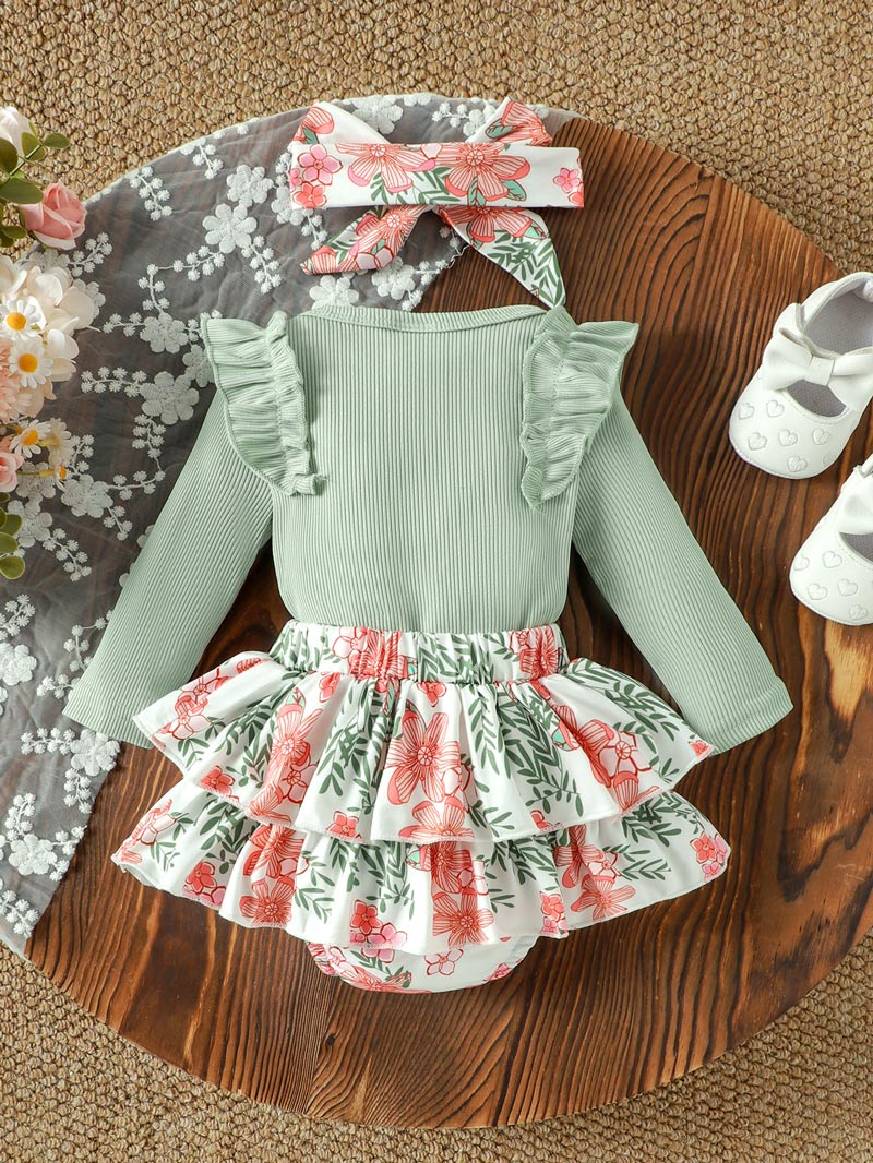 green long sleeve baby romper