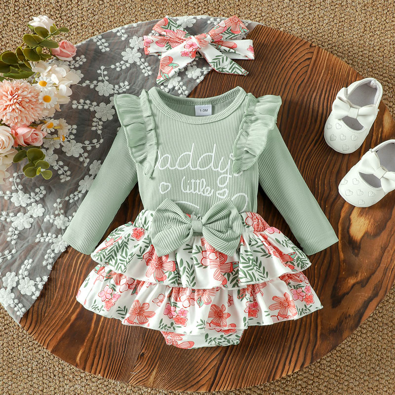 green long sleeve baby romper